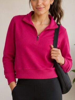 Zella Women's Half-Zip Fleece Pullover - Pink XS